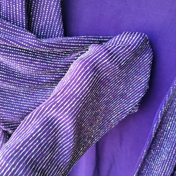 Dressbarn Woman Size 18W Purple/Glitter Open Blazer Shoulder Pads Long Sleeve - Picture 5 of 11